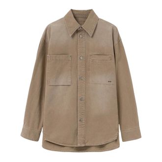 Wooyoungmi Denim Shirts, male, Beige, Size: XS Back Logo Denim Shirt