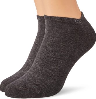 Calvin Klein mens Casual Mens Liner Socks 2 pack Sneaker, dark grey melange, 43/46
