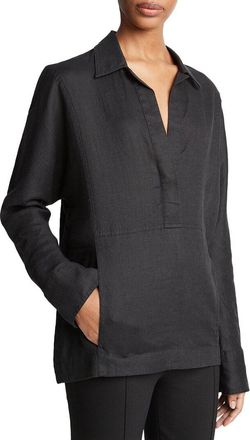 Vince Relaxed Kangaroo Linen Hoodie