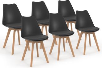 IDMarket Set Di 6 Sedie Sara Nere Per Sala Da Pranzo