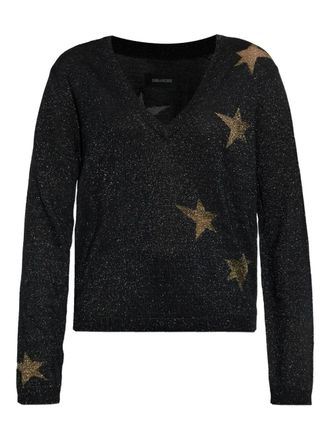 Zadig&Voltaire Rivyl V-neck sweater - women - Wool/Polyester/Fabric - M - Black