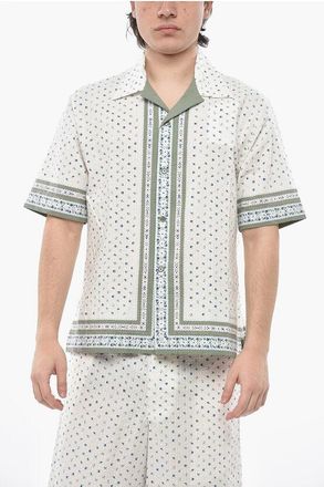 Givenchy Camicia Bowling in Cotone Texturizzato con Motivo Floreale taglia 37