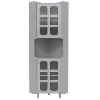 Urban Meuble Mueble de esquina gris con puertas de cristal e iluminaci&oacute;n LED