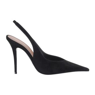 Amina Muaddi Dames, Schoenen, Zwart, Maat: 38 1/2 EU Leer