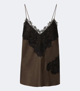 R&oacute;he R&oacute;he Lace-trimmed silk satin camisole