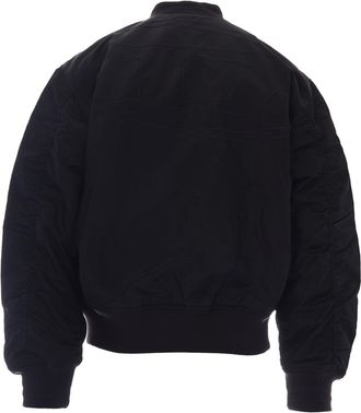 Diesel Mens Bomber Jacket Oval D Black Deep-Black Polyamide; Rib: Acrylic Deep/black