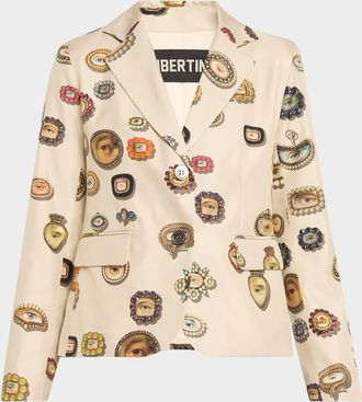 Libertine - Libertine Ivory Lovers Eyes Single-Breasted Short Jacket