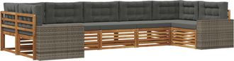 vidaXL Conjunto De Sof&aacute;s De Exterior 7 Uds. Natural Y Antracita Vidaxl