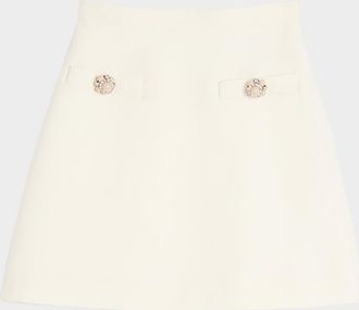 Valentino Garavani Brooch Wool Mini Skirt