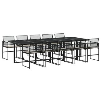 vidaXL Vidaxl - Set Da Pranzo Da Giardino 11 Pz Con Cuscini In Polyrattan Nero