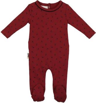 Maniere Winter Berries Cotton Blend Footie in Bordeaux at Nordstrom, Size 18M