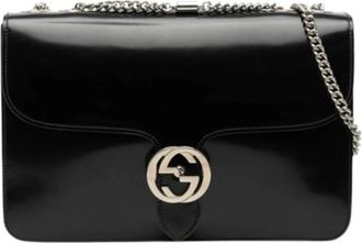Gucci Pre-owned Shoulder Bags, female, Black, Size: ONE SIZE Pre-owned Vintage Patent Leather Crossbody Bag