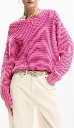 Desigual Fine Gauge Crewneck Sweater in Pink at Nordstrom, Size X-Large