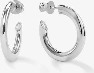 Melinda Maria Womens Beacon Hoops Earrings In Silver