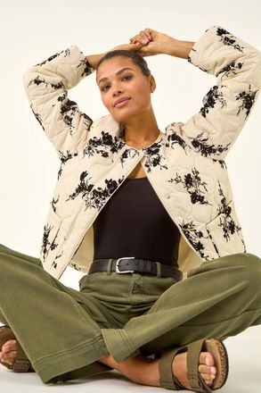 Roman Floral Flock Quilted Jacket
