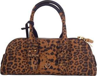 Pinko Bowling-Style Escape Bag in Suede with Decorative Lock