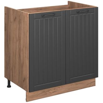 Vicco Armario Bajo Para Fregadero Fame-line, Gris Oscuro, 80 Cm, Et Roble, Vicco