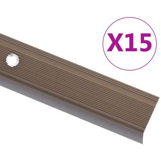 vidaXL Perfiles De Pelda&ntilde;os Forma De L 15 Uds Aluminio Marr&oacute;n 134 Cm Vidaxl