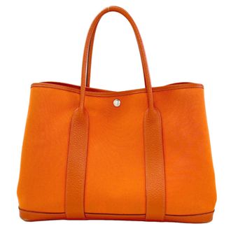 Herm&egrave;s Orange Toile Officier Tote Bag (Pre-Owned)