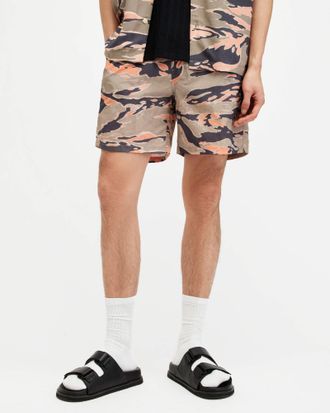AllSaints Recycled Polyamide Solar Camouflage Print Swim Shorts, Size: XXL
