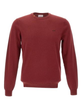 Sun 68 Trui met ronde hals en geribbelde cuffs - Rood