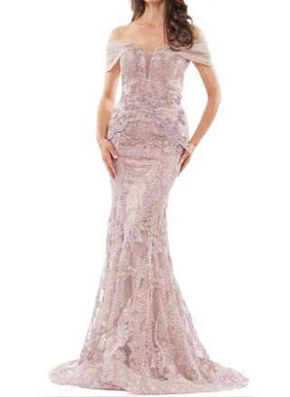 Colors Dress Off Shoulder Gown In Dusty Rose