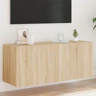 vidaXL Mueble De Tv De Pared Con Luces Led Roble Sonoma 100x35x41 Cm Vidaxl