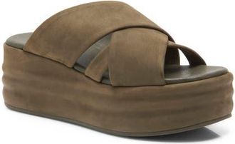Free People Wanderbay Platform Wedge Slide Sandal in Olive at Nordstrom, Size 6.5