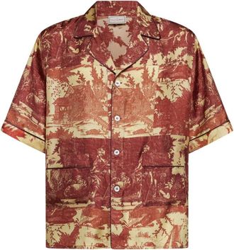Pierre-Louis Mascia Aloe Korte Mouw Shirt - Dames - Overhemden - Rood - XL - Leer - Overhemden