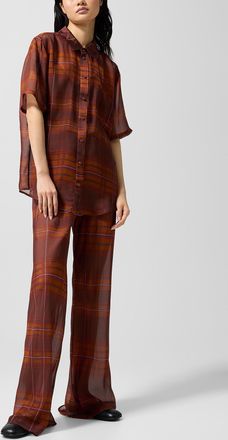 Silk Laundry Womens Sheer pure silk tartan pattern pant
