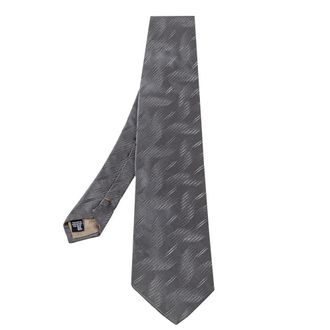 Emporio Armani Grey Textured Silk Traditional Tie