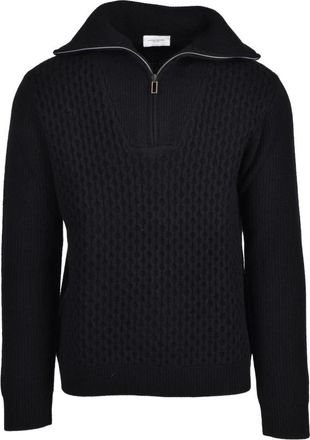 Paolo Pecora Maglione con zip - Heren - V-hals truien - Zwart - S - Wol - Truien & Vesten