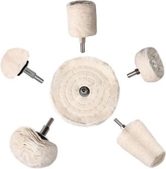 No Brand Juego De Pulido Para Taladro, 6 Piezas, Destornillador Inal&aacute;mbrico, Disco/almohadilla/cono De Pulido, Discos De Pulido De Terciopelo De Algod&oacute;n