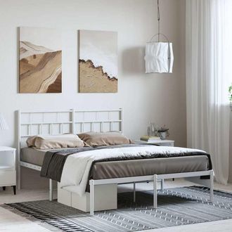 vidaXL Estructura Cama Sin Colch&oacute;n Con Cabecero Metal Blanco 150x200cm Vidaxl