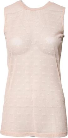 Dolce & Gabbana Tanktop met ronde hals - Dames - Tops zonder mouwen - Beige - M - Nylon - Tops