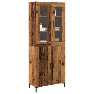 Berkfield Home Sideboard with Wall Cabinet Old Wood Engineered Wood in Brown