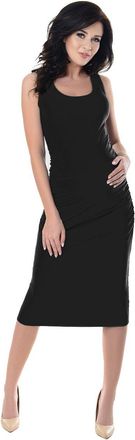 Purpless Maternity Sleeveless Jersey Ruched Pregnancy Woman Midi Dress 8130 (12, Black)