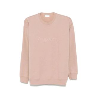 Saint Laurent Sweatshirts, female, Pink, Size: S Cotton Sweatshirt