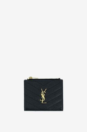 Saint Laurent Gestepptes Mini-Portemonnaie aus Leder Monogram