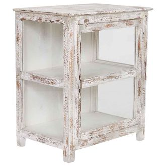 Wanderlust Deco Vitrina De Madera Blanca Acabado Artesanal 67x46x80cm