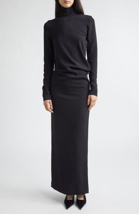Toteme Twist Long Sleeve Dress in Black at Nordstrom, Size 10 Us