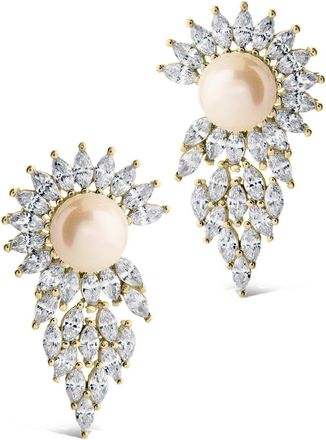 Sterling Forever Rhianna CZ & Pearl Statement Stud Earrings
