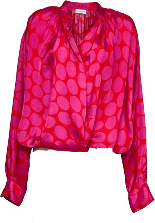 Dries Van Noten Cenver Oval Print Drawstring Hem Shirt