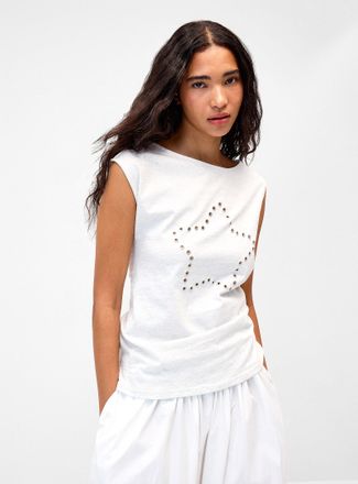 Twik Womens Gathered side eyelet star loose Cami Top