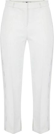 Elisabetta Franchi Lichtgewicht cr&ecirc;pe broek met smokingdetails - Dames - Vrijetijds broeken - Wit - XS - Leer - Broeken