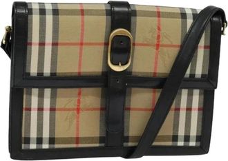 Burberry Pre-owned Cross Body Bags, female, Beige, Size: ONE SIZE Pre-owned Canvas Shoulder Bag