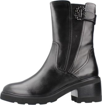 Regarde le ciel Marcy Enkellaars - Dames - Laarzen met Hak - Zwart - 39 EU - Leer - Schoenen