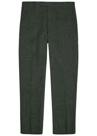 Sunspel Tapered-leg Linen Trousers - Dark Green - 38 (W38 / Xxl)