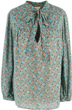 Saint Laurent Floral Pussybow Blouse Size XS