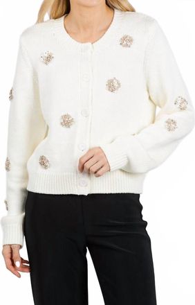 Cinq &agrave; Sept Piera Mini Sparkle Cardigan In Ivory
